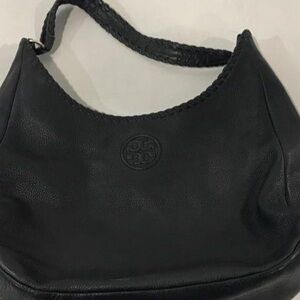 Women’s Tory Burch Black Pebbled Grain Leather Hobo Shoulder Bag
